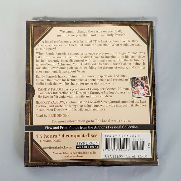 The Last Lecture by Randy Pausch Unabridged Audio Book 4 CD Read Set Erik Singer - Picture 6 of 6
